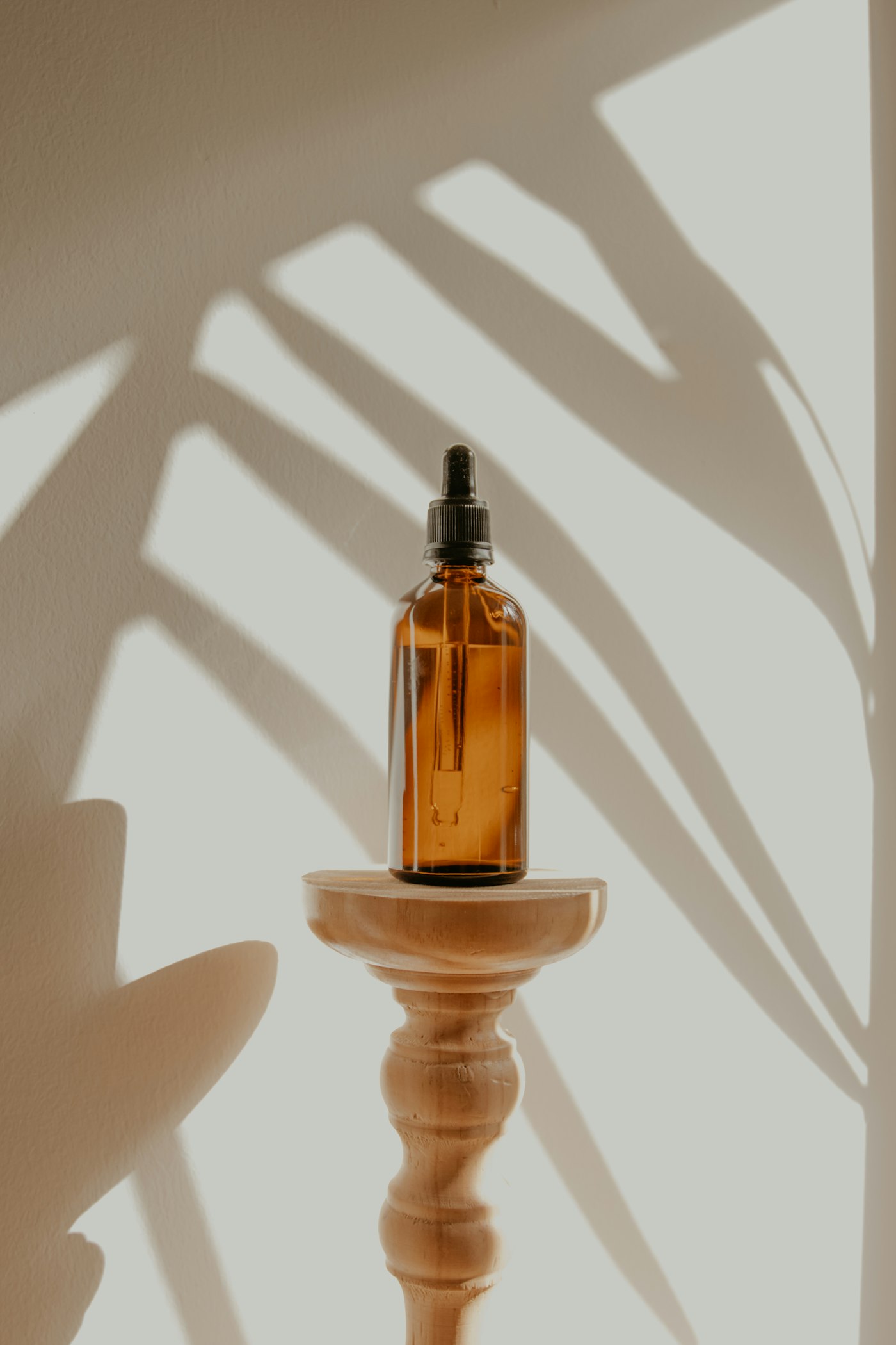 Amber glass bottle for a custom-blended perfume